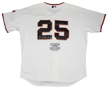 Barry Bonds Autographed San Francisco Giants Home Jersey with "756" Embroidered Stat (MLB Authenticated) (Red Cross Hurricane Relief Lot) 